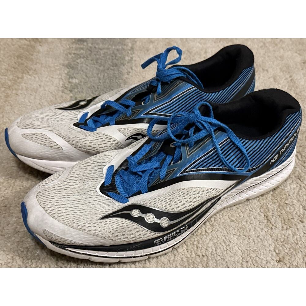 Saucony‎ Kinvara 9 Everun Mens Size 13 White Blue Running Shoes Style S20418-2
